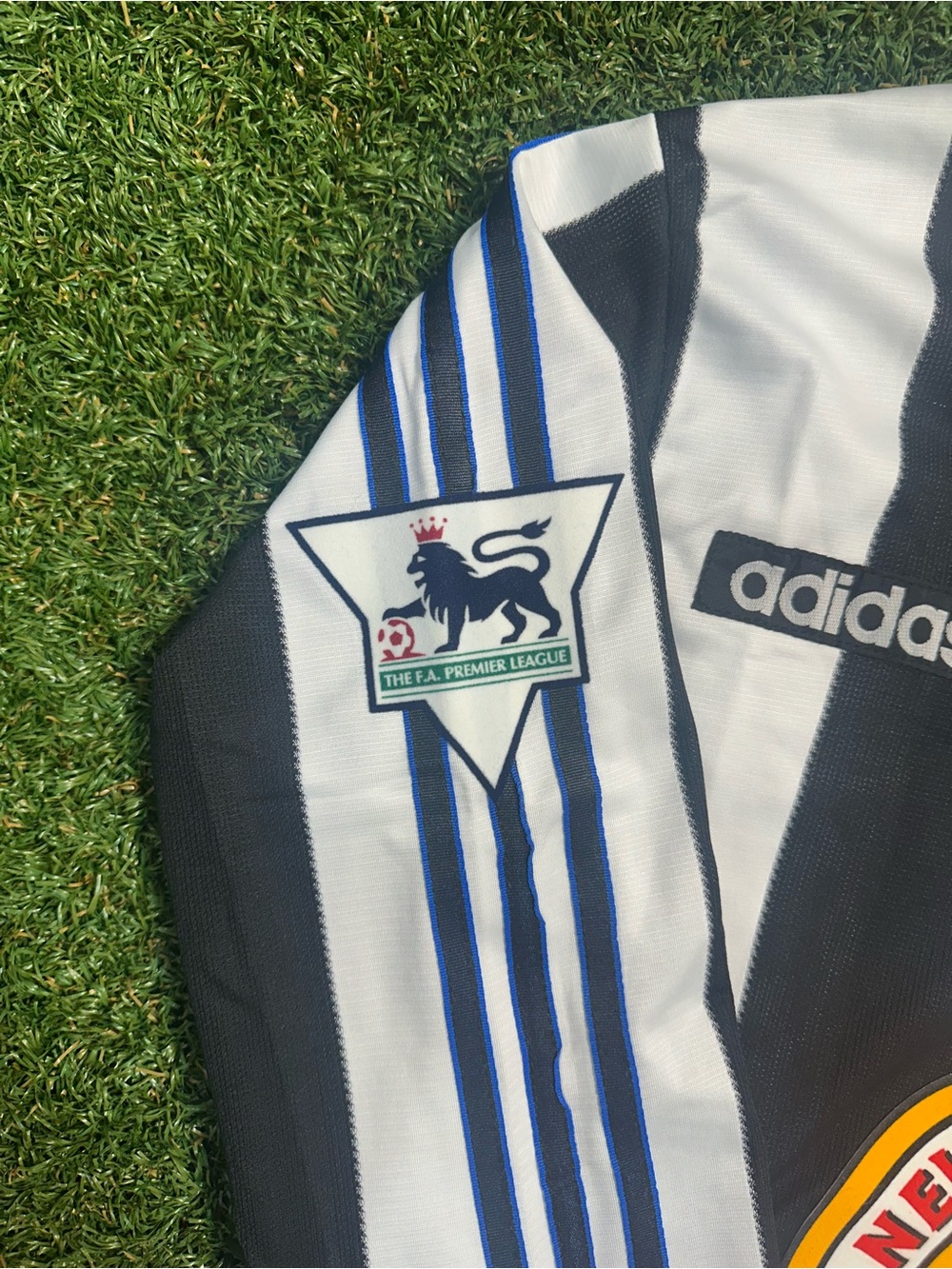 Newcastle Asprilla #11 Adidas Authentic Black & White Striped Long Sleeve Jersey - Picture 6 of 8